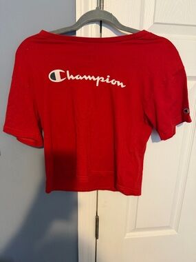 Champion Red Logo Crop Tee